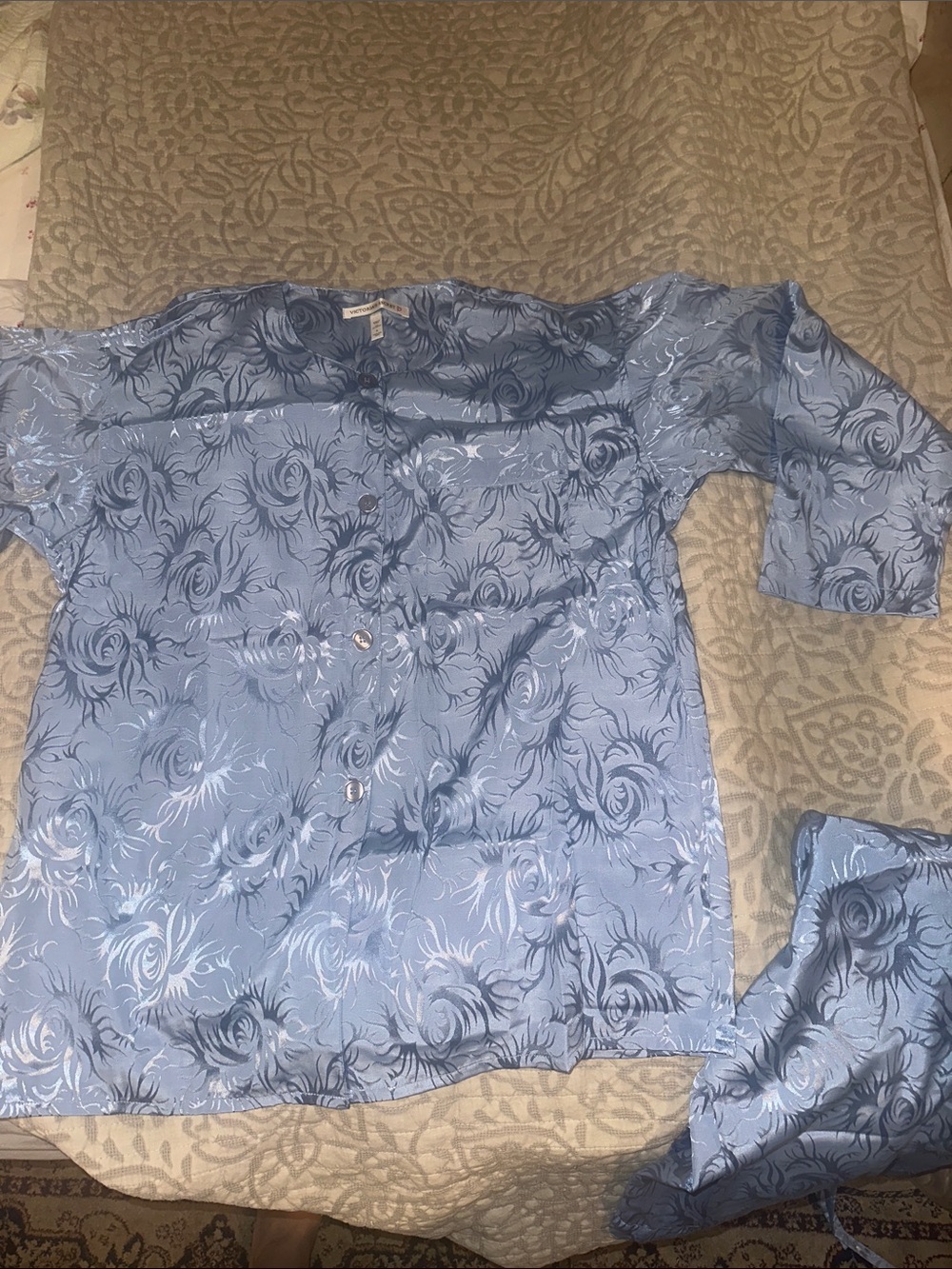 Victoria's Secret Light Blue Floral Button-Front Top
